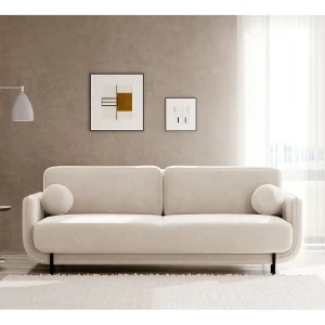 3-zits slaapbank – fluweel – Lichtbeige – OVALS