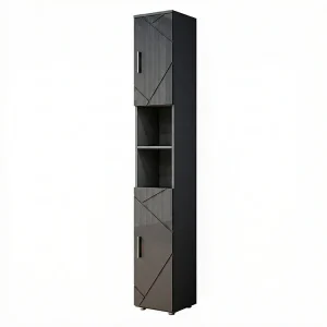 Badkamerkast antraciet hoogglans 30x30x192 irma Badkamerkast antraciet hoogglans 30x30x192 irma