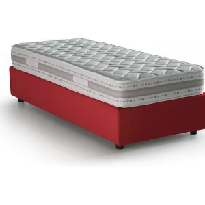 Italia Eenpersoonsbed Amelia Rood Matras Inclusief Afneembare hoes, Opbergruimte Made in Italy