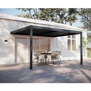 "Windsor" aluminium aanbouwpergola – antracietgrijs – 3 x 4 m