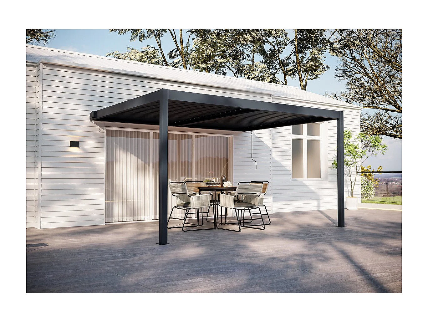 "Windsor" aluminium aanbouwpergola - antracietgrijs - 3 x 4 m