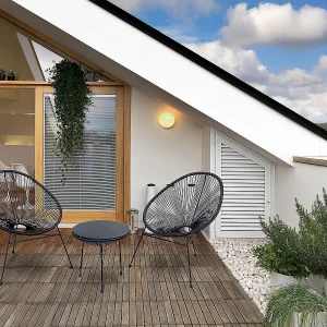 "Odea" Metalen Acapulco Tuinset – 2 Zitplaatsen – Zwart, Modern Design, Weerbestendig, Elegant Comfort