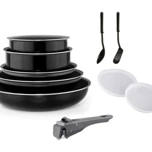 Art & Cuisine AC1083 10-delige aluminium kookgerei set – Geschikt voor alle kookplaten inclusief inductie – Zwart Art & Cuisine AC1083 10-delige aluminium kookgerei set – Geschikt voor alle kookplaten inclusief inductie – Zwart