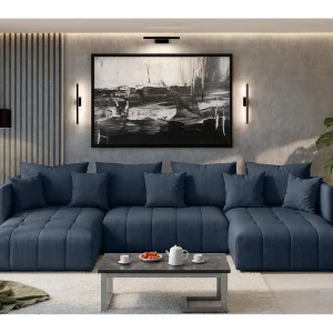 AX LIVING Hoekbank U vorm Veliro 345 cm – blauw met bedfunctie AX LIVING Hoekbank U vorm Veliro 345 cm – blauw met bedfunctie