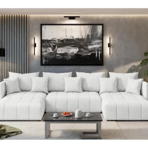 AX LIVING Hoekbank U vorm Veliro 345 cm in Wit met Bedfunctie AX LIVING Hoekbank U vorm Veliro 345 cm in Wit met Bedfunctie