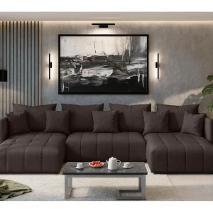 AX LIVING Hoekbank U vorm Veliro 345 cm – bruin met bedfunctie AX LIVING Hoekbank U vorm Veliro 345 cm – bruin met bedfunctie