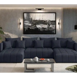 AX LIVING Hoekbank U vorm Mersino 353 cm in Grijs met Bedfunctie