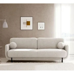 3-zits slaapbank – structuurstof – Lichtbeige – OVALS 3-zits slaapbank – structuurstof – Lichtbeige – OVALS