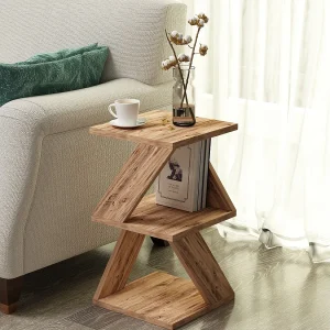 "Albeni Houten Bijzettafel – 29 x 29 x 54 cm – Atlantisch Dennenhout, 2.0 Planken"