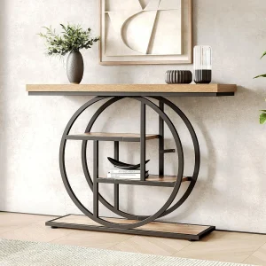 4-laags entreetafel achter de bank, 105 cm landelijke salontafel voor de woonkamer, entreetafel voor de hal 4-laags entreetafel achter de bank, 105 cm landelijke salontafel voor de woonkamer, entreetafel voor de hal