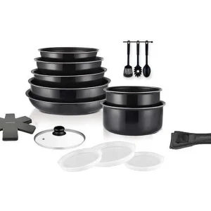 Art & Cuisine AC1824 kookgerei – 18-delige set met antiaanbaklaag voor alle soorten kookplaten, inclusief inductie Art & Cuisine AC1824 kookgerei – 18-delige set met antiaanbaklaag voor alle soorten kookplaten, inclusief inductie