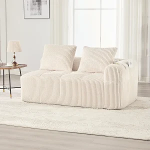 2-zitsbank met kussen en zijvak – Corduroy – Beige 2-zitsbank met kussen en zijvak – Corduroy – Beige