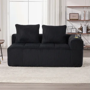 2-zitsbank met kussen en zijvak – Corduroy – Zwart 2-zitsbank met kussen en zijvak – Corduroy – Zwart