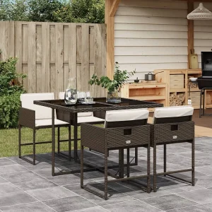 5-delige Tuinset met kussens poly rattan bruin 5-delige Tuinset met kussens poly rattan bruin