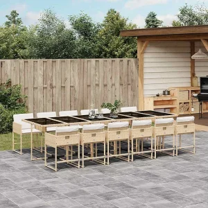 13-delige Tuinset met kussens poly rattan beige 13-delige Tuinset met kussens poly rattan beige