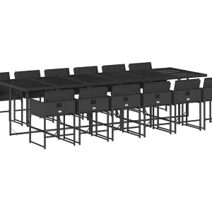 13-delige Tuinset met kussens poly rattan zwart 13-delige Tuinset met kussens poly rattan zwart