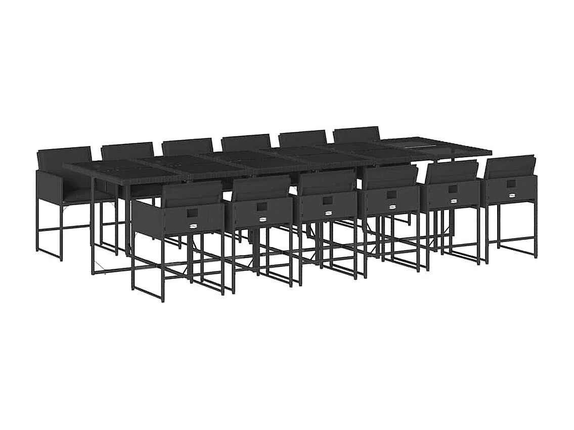 13-delige Tuinset met kussens poly rattan zwart