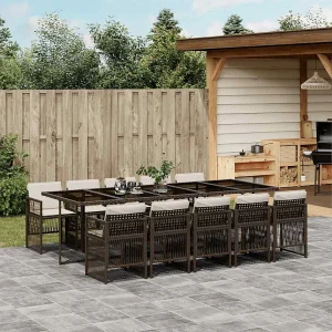 11-delige Tuinset met kussens poly rattan bruin 11-delige Tuinset met kussens poly rattan bruin