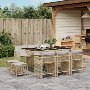 11-delige Tuinset met kussens poly rattan beige 11-delige Tuinset met kussens poly rattan beige