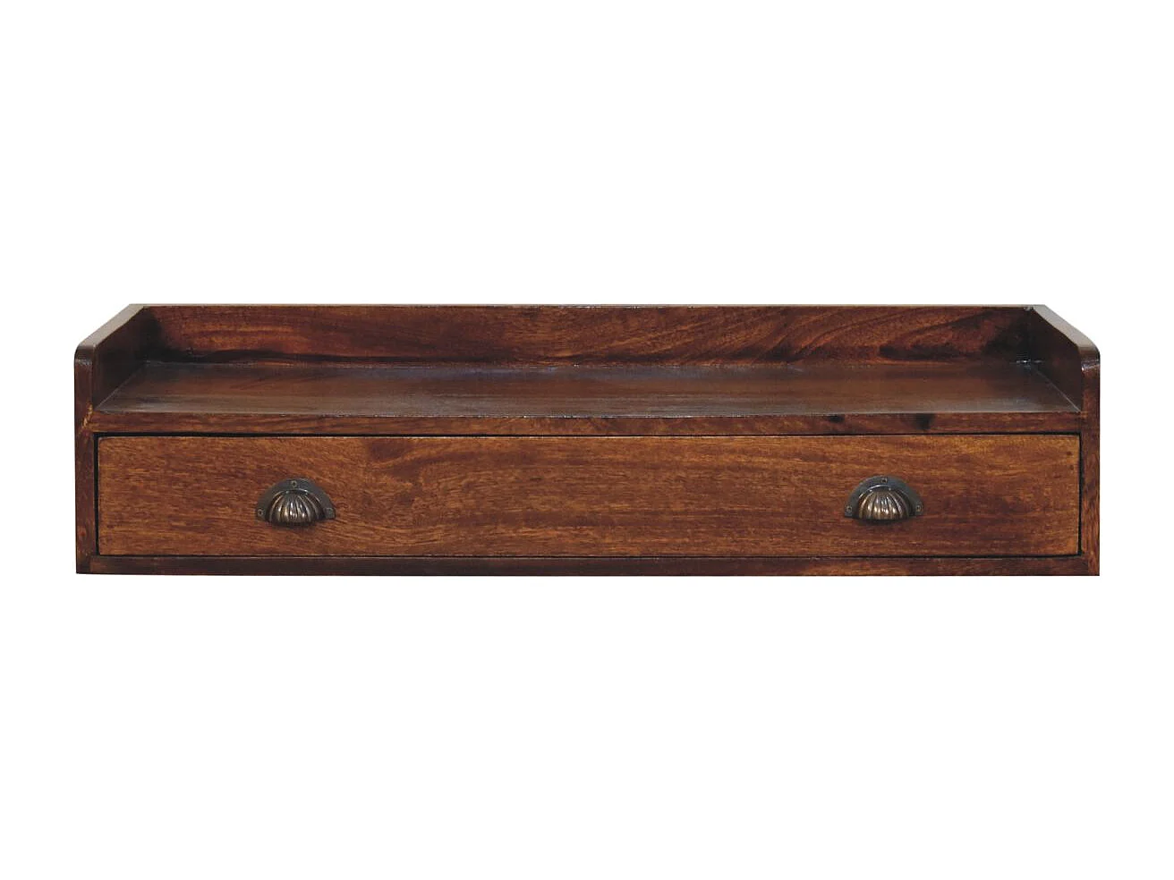 Artisan Furniture Belmont wandplank van massief hout, 1 lade, donkerbruin