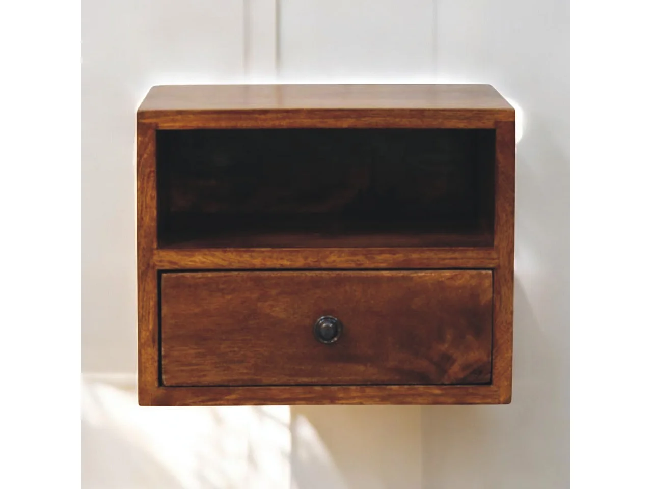 Artisan Furniture Solis wandgemonteerd nachtkastje met 1 lade van massief kastanjehout