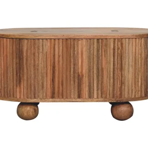 Artisan Furniture Massief Hout Soba Bal Salontafel met Deksel, 1 Opbergvak, Beige