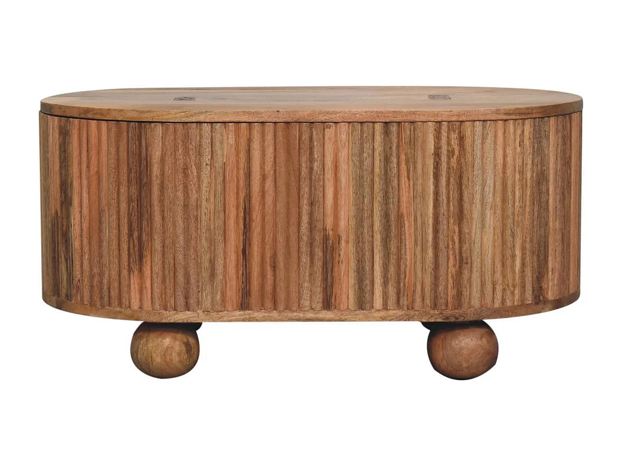 Artisan Furniture Massief Hout Soba Bal Salontafel met Deksel, 1 Opbergvak, Beige
