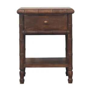 Artisan Furniture Massief hout Bamboe gesneden nachtkastje