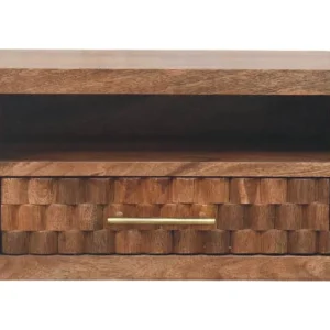 Artisan Furniture Massief hout Arno wandnachtkastje in goudkleurig teakhout Artisan Furniture Massief hout Arno wandnachtkastje in goudkleurig teakhout