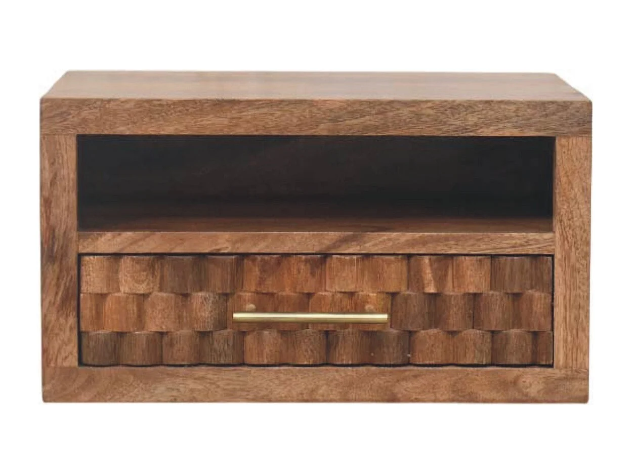 Artisan Furniture Massief hout Arno wandnachtkastje in goudkleurig teakhout