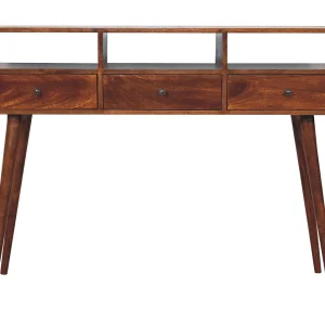 Artisan Furniture Massief hout Drievoudig gebogen kastanjehouten consoletafel Artisan Furniture Massief hout Drievoudig gebogen kastanjehouten consoletafel