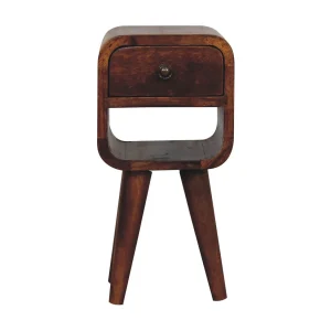 Artisan Furniture Extra mini laag gebogen nachtkastje van massief kastanjehout