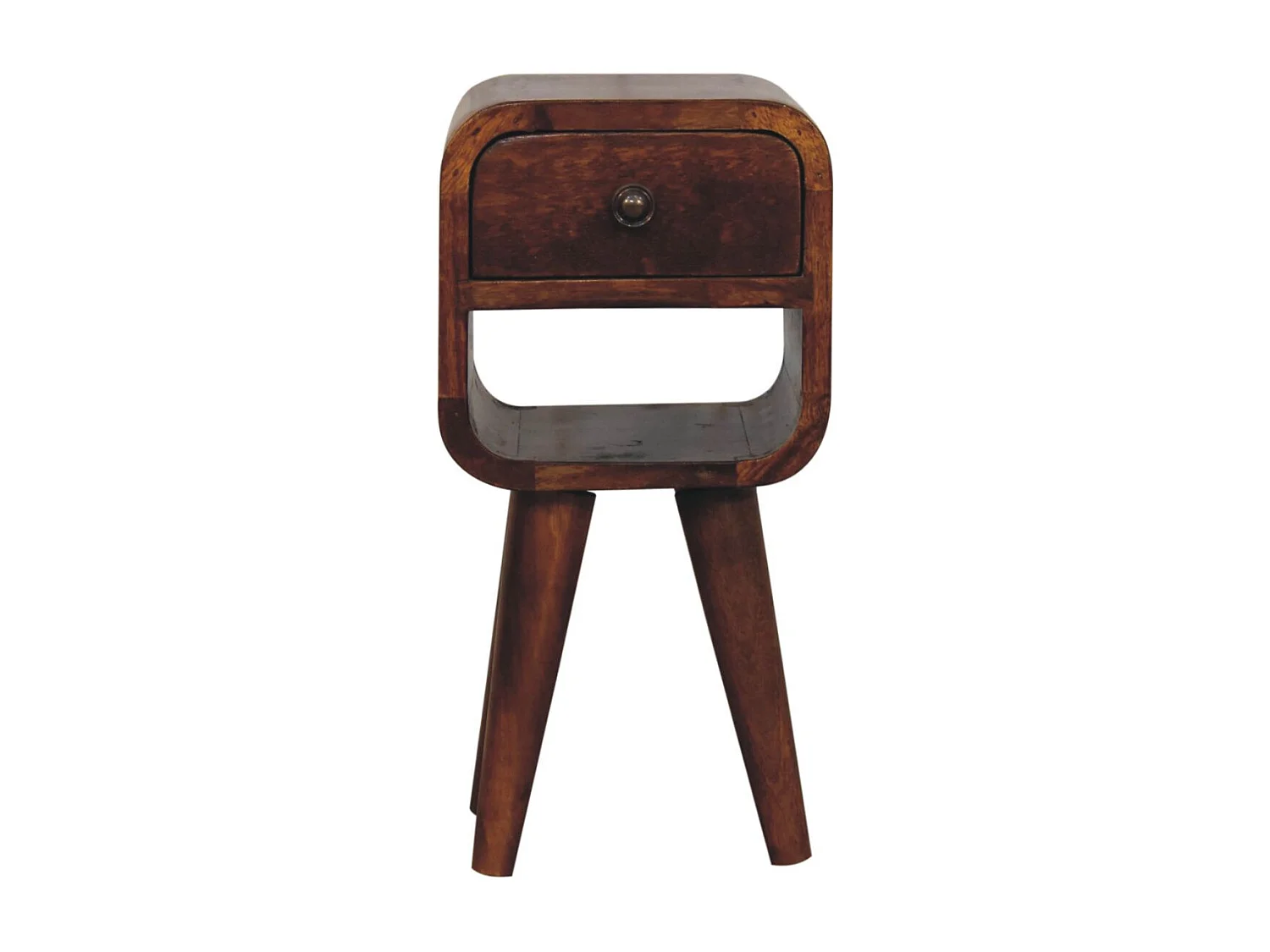 Artisan Furniture Extra mini laag gebogen nachtkastje van massief kastanjehout