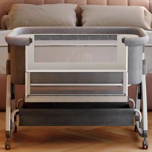 Babybedje Babywieg met matras, opbergtas, klamboe, 6 verstelbare hoogtes, 4 zwenkwielen met rem, 92x55x83cm Babybedje Babywieg met matras, opbergtas, klamboe, 6 verstelbare hoogtes, 4 zwenkwielen met rem, 92x55x83cm