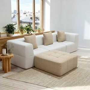 Bank Convertible Eden Compleet 3 zitplaatsen – wit zand Bank Convertible Eden Compleet 3 zitplaatsen – wit zand