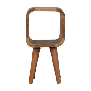 Artisan Furniture Massief Hout Mini Minimalistische Open Gebogen Nachtkastje, Open Vak, Beige Artisan Furniture Massief Hout Mini Minimalistische Open Gebogen Nachtkastje, Open Vak, Beige