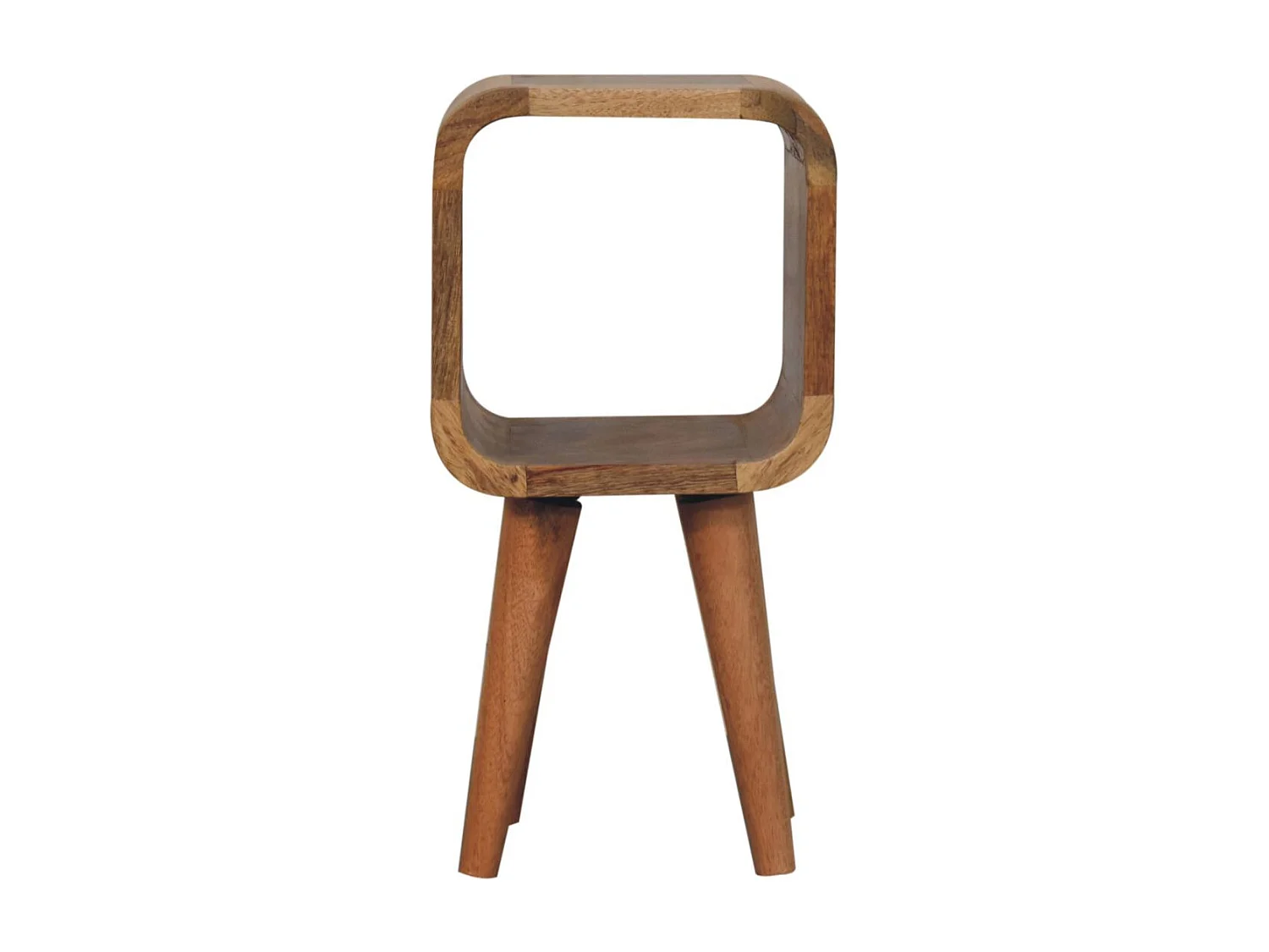 Artisan Furniture Massief Hout Mini Minimalistische Open Gebogen Nachtkastje, Open Vak, Beige