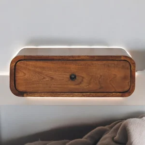 Artisan Furniture Avora wandgemonteerd nachtkastje met 1 lade in honingkaramel van massief hout