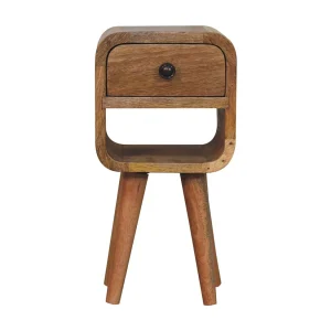 Artisan Furniture Massief hout Extra mini eikenhouten gebogen laag nachtkastje