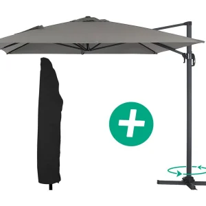 Parasol vrijhangend tuin zweefparasol Aluminium "Sun 4" – Rechthoekig – 3 x 4 m + beschermhoes – Grijs Parasol vrijhangend tuin zweefparasol Aluminium "Sun 4" – Rechthoekig – 3 x 4 m + beschermhoes – Grijs
