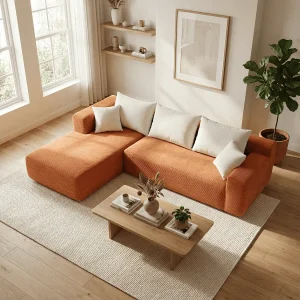 Bank Luna 3 zitplaatsen – oranje wit links Bank Luna 3 zitplaatsen – oranje wit links