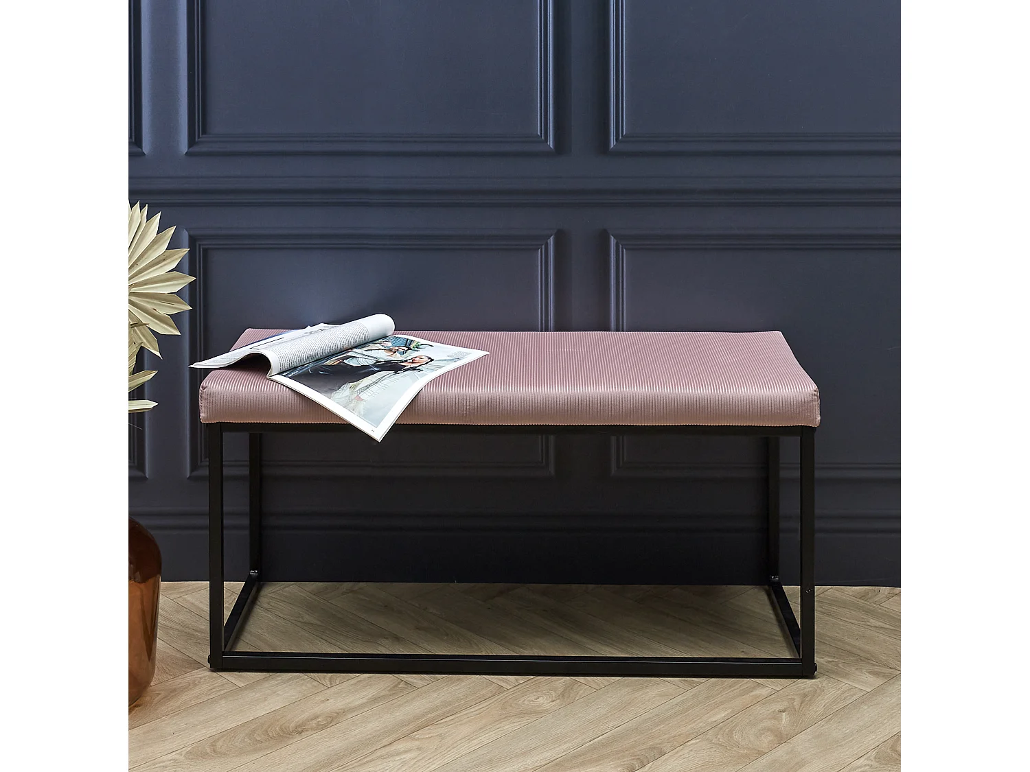 Banc Giulia Rose Velours Cotele - Industrieel Chic Stijl - 100x39x49 cm
