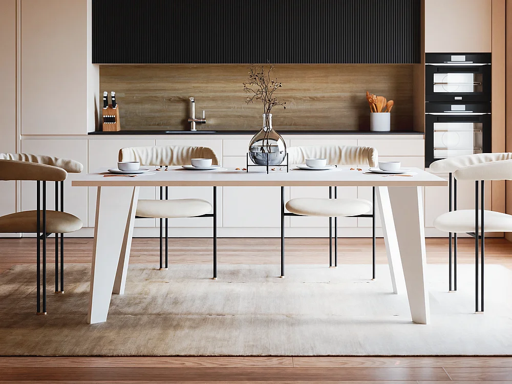 ARIS tafel 138 x 80 cm voor keuken, woonkamer, eetkamer Wit
