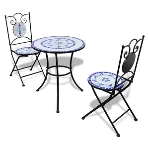 3-delige Bistroset keramische tegel blauw en wit 3-delige Bistroset keramische tegel blauw en wit