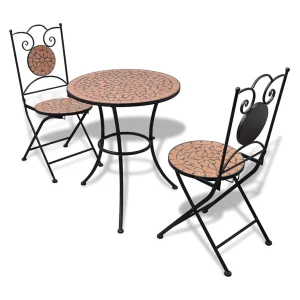 3-delige Bistroset keramische tegel terracotta 3-delige Bistroset keramische tegel terracotta