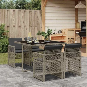 5-delige Tuinset met kussens poly rattan grijs 5-delige Tuinset met kussens poly rattan grijs