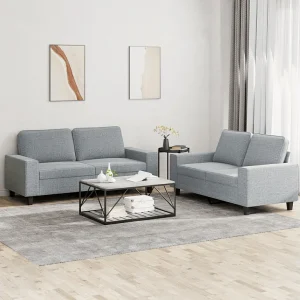 2-delige Loungeset stof lichtgrijs 2-delige Loungeset stof lichtgrijs