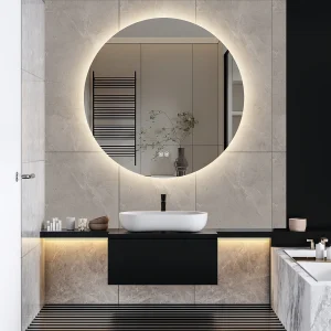 Badkamerspiegel met LED-verlichting – 80 x 80 cm – aanraakschakelaar – 3 lichtkleuren – wandmontage Badkamerspiegel met LED-verlichting – 80 x 80 cm – aanraakschakelaar – 3 lichtkleuren – wandmontage