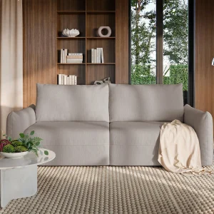 3-zits slaapbank – chenille – opbergruimte – Lichtbeige – THEOLLA
