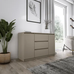 2-deurs 3-laden ladekast, 120 x 78 x 39 cm, kleur: bruin